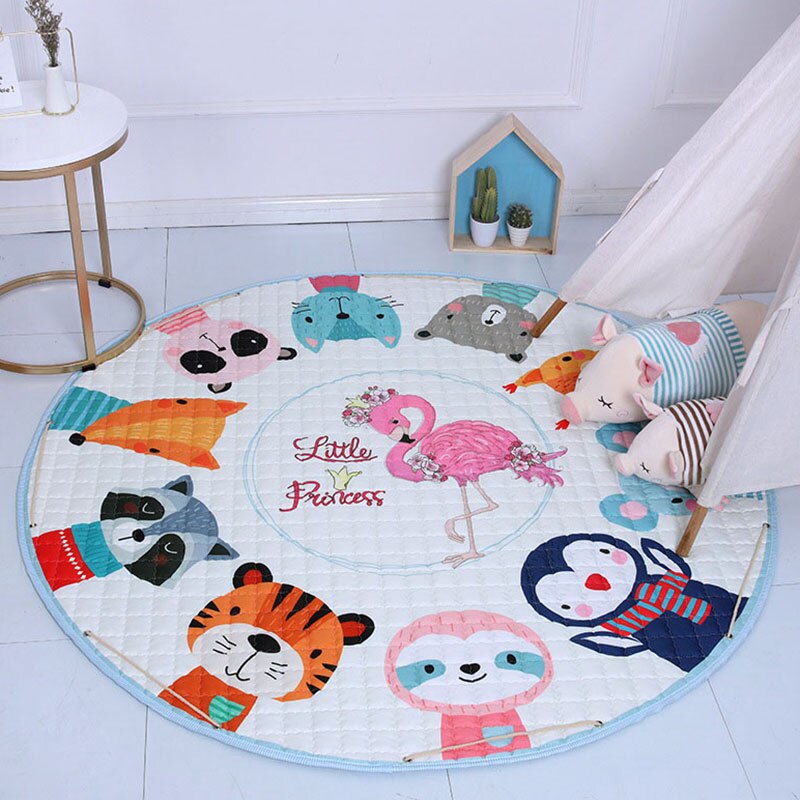 Kids Floor Mat Round Storage Toy Bag